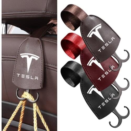 1Pcs PU Leather Clips Car Seat Hook Auto Fastener Accessries For Tesla Model X Model 3 Model S Roadster Car Styling