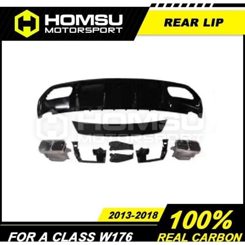 PP material Rear Bumper Diffuser Lip with Exhaust Tips Diffuser for Merce-des Benz A Class W176 A200 A220 A260 A45 2013-2018