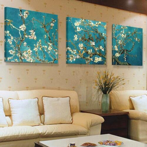 Diamond Painting Van Gogh Flowers Round Pictures for Kitchen Dining Room Home Decor DIY 5D Mosaic Diamond Embroidery 3 PCS C980