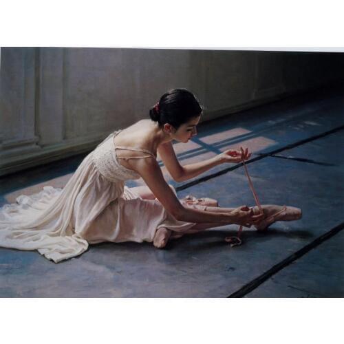 Elegant lady women ballerina modern art prints canvas ballet oil painting on canvas ballerina painting wall art custom print