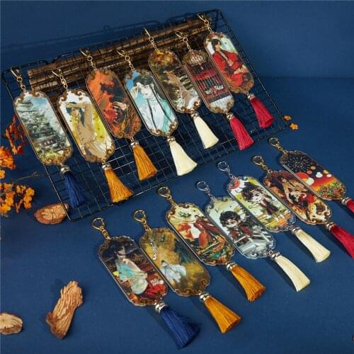 Classic Mo Dao Zu Shi Anime Acrylic Keychain Charm Pendant Keychains With Tassel Keyring Collection Cosplay Ancient Ornaments