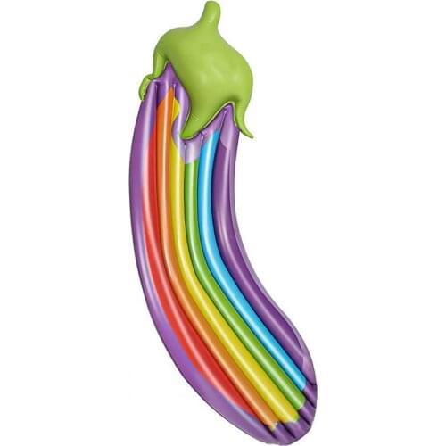 Pool Float Lightweight Good Air-tightness Inflatable Eggplant Shape PVC Portable Good Air-tightness Pool Lounger for Adults Kids