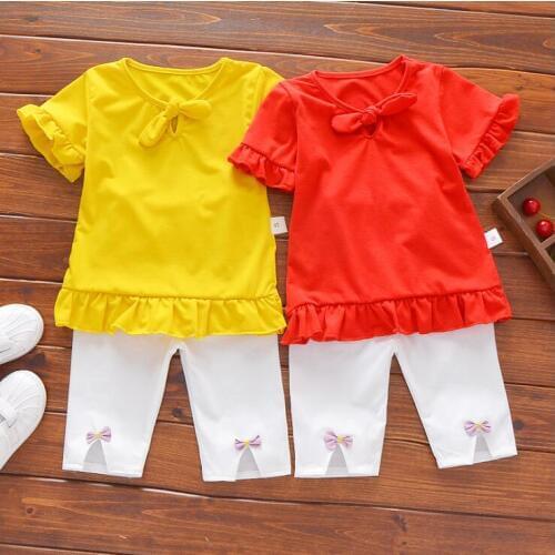 Girls Summer Tee outfits 6 months--3 years Toddler kids baby girls outfits cotton T shirt+Shorts Pants clothes cute Set