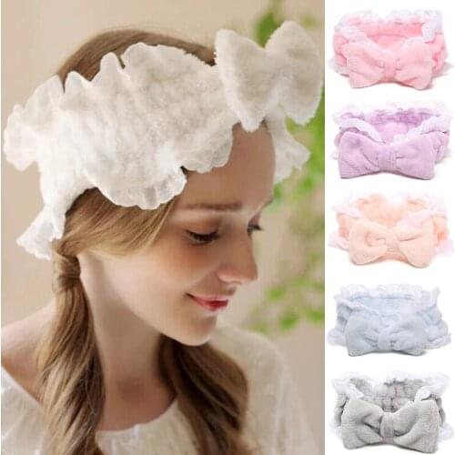 Sweet Lace Coral Fleece Headband Woman Wash Face Cute Plush Wide Side Hairband Coral Fleece Hair Hoop Girl Hair Accessories