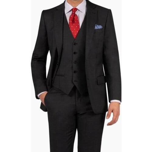 Fashion Luxury High Quality Black Men Suits Slim Fit Groomsmen Tuxedo For Wedding Business Party 3-Piece (Jacket+Vest+Pants)