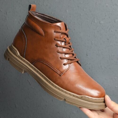 2020 New Winter Men Boots Plush Warm Men Snow Boots Non-slip Men Shoes Outdoor Mens Motorcycle Boots