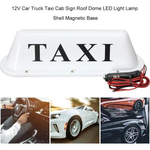 New 12V Car Truck Taxi Cab Sign Roof Dome LED Light Lamp Shell Magnetic Base with Cigarette Lighter Socket Cable Length 100cm