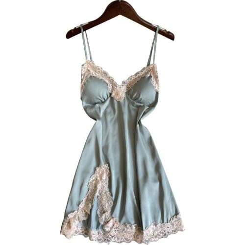 2021 New Women Satin Pajamas with Shorts Sexy Lace Sleepwear Pyjamas Silk V-Neck Summer Sleeveless Pijama Nightwear