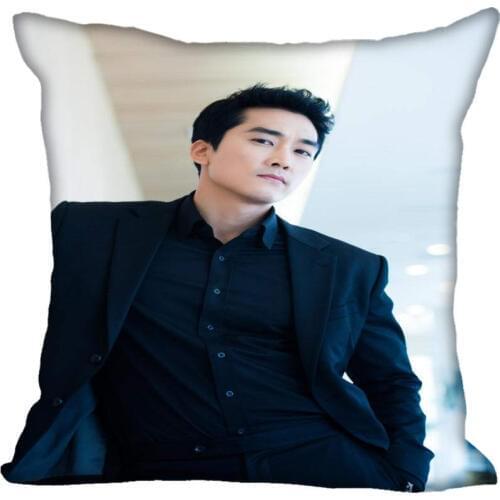 New Custom KPOP Song Seung Heon Pillowcases Printed Square Silk Pillowcase Home Decorative zipper Satin Pillowcases (One Side)