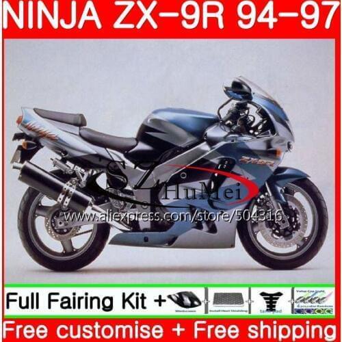 Bodys For KAWASAKI NINJA 900CC ZX-9R 94-97 Blue grey ZX900 21SH11 ZX 9 R ZX 9R 94 95 96 97 ZX9R 1994 1995 1996 1997 Fairings