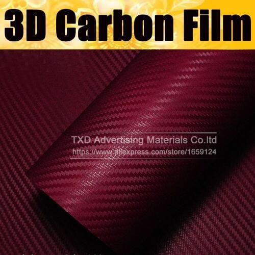 Premium quality dark red 3d carbon fiber sticker car carbon vinyl wrapping film with size:30X127CM/LOT by free shipping