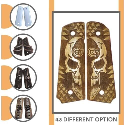 Colt print 1911 custom laser cut wood inlay grips gun accessory av weapon