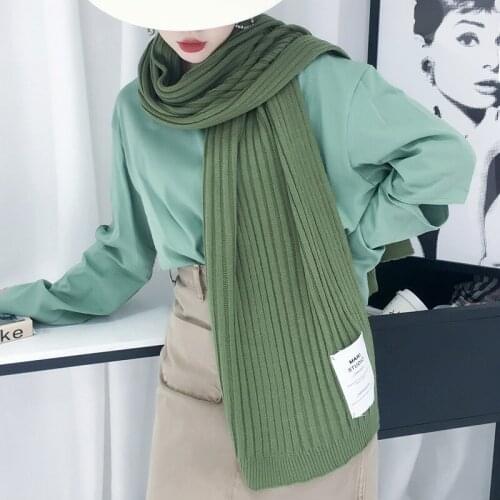 Net red scarf knitting Korean version women new solid color All-match scarve warm shawl Christmas cloak foulard femme wrap
