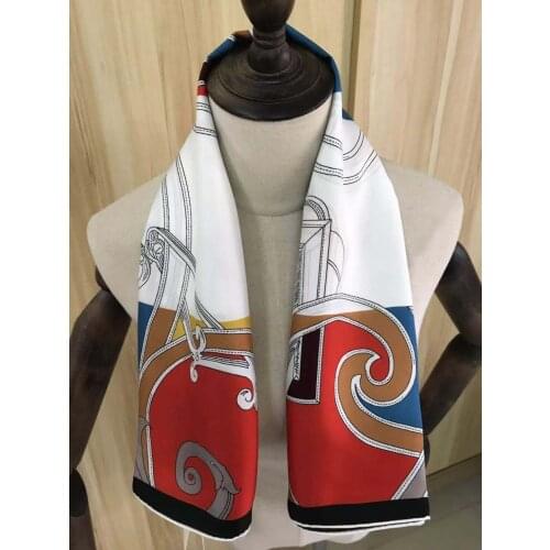 2021 new arrival spring summer red chain 100% pure silk scarf twill hand made roll 90*90 cm shawl wrap for women lady