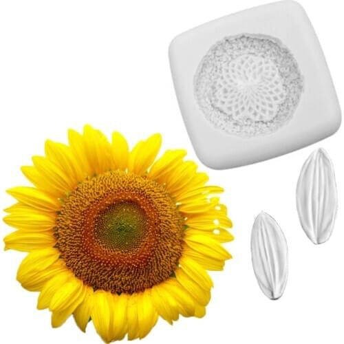 Sunflower Flower Core And Petals Silicone Molds Fondant Cakes Decorating Mold Sugarcraft Chocolate Baking Tool For Cake Gumpaste