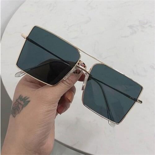 Oversized Metal Square Frame Fashionable Sunglasses Women Black Shades Dark Green Brown Sun Glasses Men Tinted Summer Driving