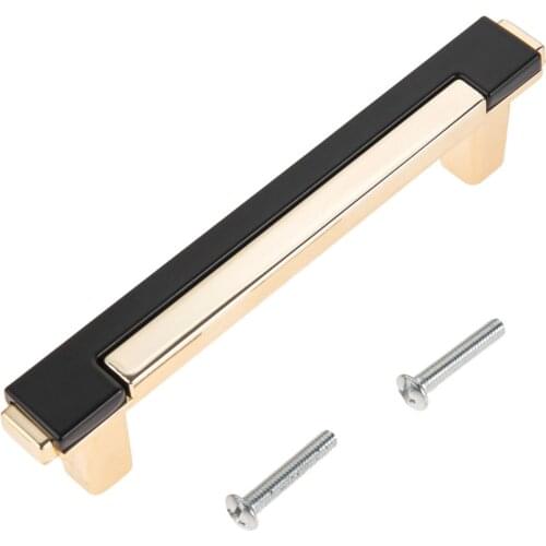 Modern Zinc Alloy Fashion Drawer Knobs Golden&Black Simple Pull Contrast Color Knob Drawer Knobs 64-128mm Furniture Handle