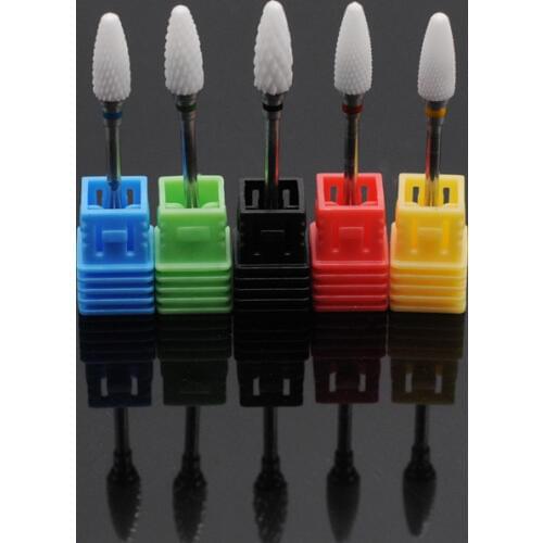 Dentist Lab Polishing Burs White Ceramic Nail Drill Bits Ceramic Cuticle Clean Bur Rotary Milling Cutters for Manicure Pedicure