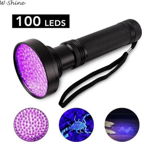 UV Flashlight 18W 100 LEDs 395 Nm UV LED Torch Back Detector Light For Dog Cat Urine, Pet Stains, Bed Bugs, Scorpions 6 X AA