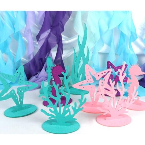 2pcs Mermaid Party Little Mermaid Decoration DIY Felt Table Centerpiece Under the Sea Girl Birthday Party Supplies Baby Shower