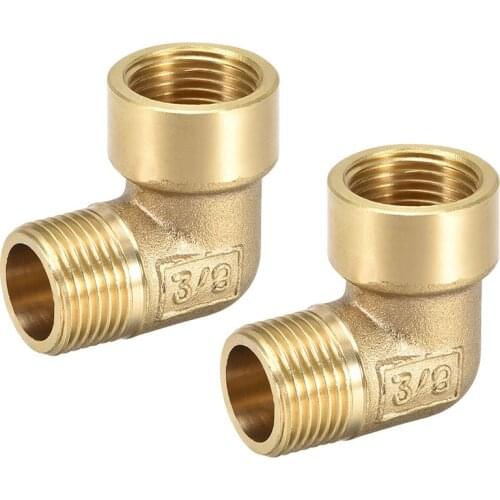 Uxcell Brass Pipe Fitting 90 Degree Street Elbow G3/8 Male x G3/8 Female 2pcs