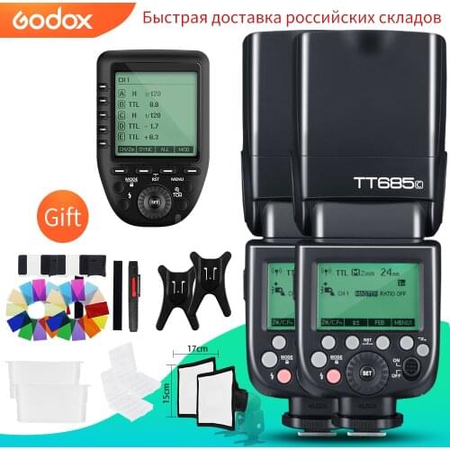 Godox 2PCS TT685C TT685N TT685S TT685F TT685O TTL HSS Speedlight Flash with Xpro Transmitter for Canon Nikon Sony Fuji Olympus
