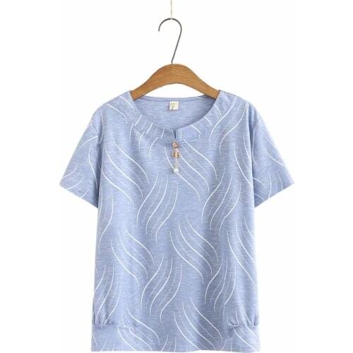 Plus size O neck striped beading short sleeve women tshirts 2021 new summer causal ladies cotton t shirts female tops t-shirts