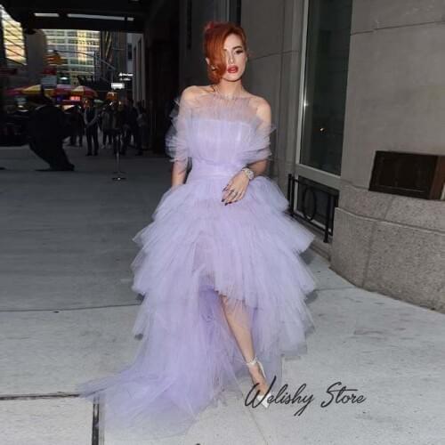 Lavender High Low Tulle Skirt Dresses Puffy Ruffle Tiered Long Skirts Tutu Ball Gowns Tulle Dress Any Color Free Custom Made