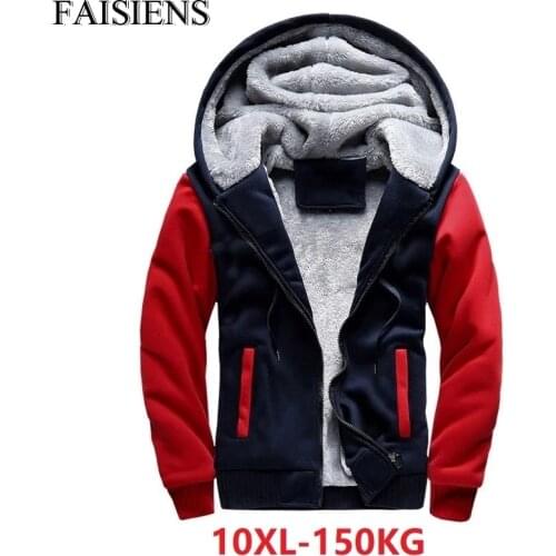 Winter Men Sweatshirts fleece warm hoody Hooded hoodies large size 7XL 10XL sports jackets coat Sweatshirts patchwork cotton 64