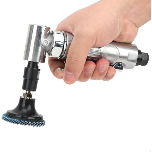 Air Die Grinder 1/4in Pneumatic Polisher 90 degree Bend Angle Grinder Angle Pneumatic Grinding Polishing Tool with Emery Disk