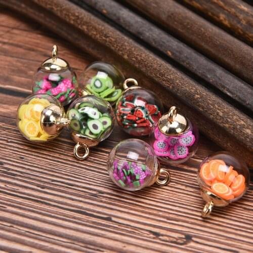 10pcs Crystal Colorful Transparent glass ball Charms Plastic sequins pendant Earring For Jewelry Making DIY Necklace Accessories