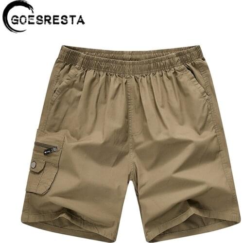 100% Cotton Khaki Shorts Men Brand Fashion Loose Casual Shorts 2021 Summer New Multi-pocket Solid Color Retro Cargo Men Shorts