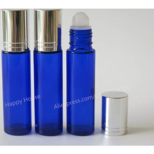 200pcs/lot 10ml Empty Refillable Cobalt blue glass roll on bottle 10cc roll-on glass bottle, essential oil use,cosmetic packing