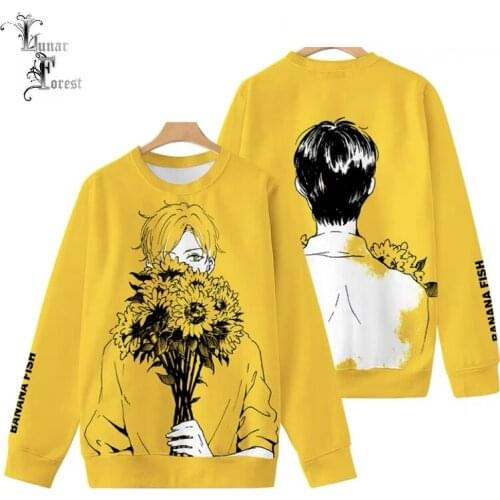2021 New BANANA FISH 3D Print T-shirt Fashion Round Neck Long Sleeve Popular Japanese Anime Streetwear Autumn Winter Clothes