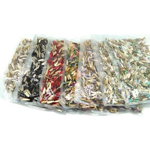 50pcs 3X10mm Melon Arystal Glass Nail Rhinestones Farinogen AB Melon-Seed Manicure Charms Jewelry Black/White Gems 25Colros