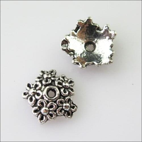 60Pcs Tibetan Silver Flower Star End Bead Caps Connectors 11mm
