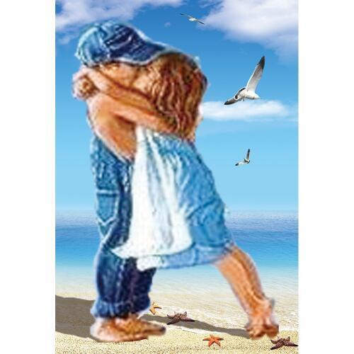 New 30*40 cm 5D DIY Lovers in beach Pattern Diamond Painting Cube Diamonds Embroidery Landscapes Decoration