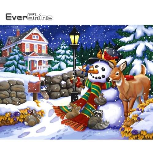 Evershine 5D DIY Diamond Painting Snowman Diamond Embroidery Winter Cross Stitch Cartoon Mosaic Needlework Christmas Gifts