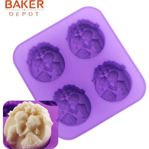 BAKER DEPOT wedding kiss soap resin mold silicone mould for cake pastry DIY wedding gypsum tool handmade soap for gift