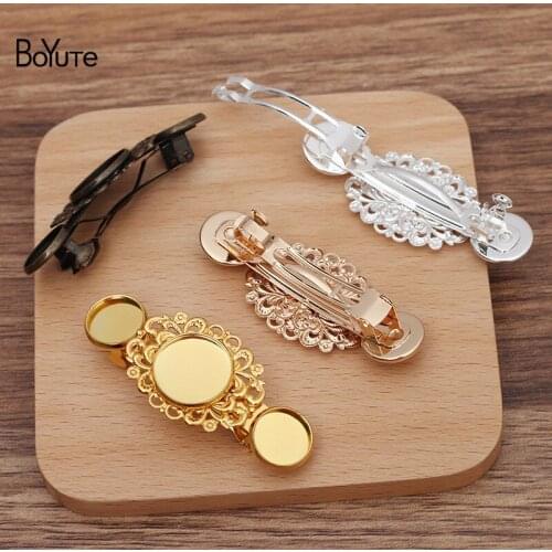 BoYuTe Custom Made (100 Pieces/Lot) Fit 12MM 16MM Cabochon Hairpin Base Handmade Diy Jewelry Accessories Wholesale