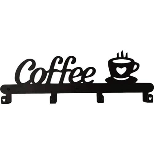 Coffee Mug Holder Wall Mounted(4 Hooks),Kitchen or Coffee Bar Decor Sign,for Coffee Mug Hangers Display and Organizer
