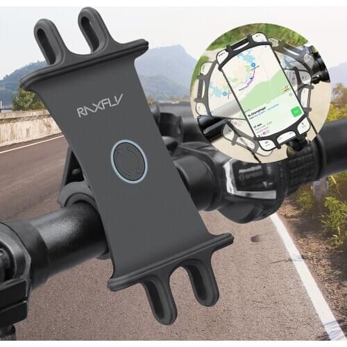 RAXFLY Silicone Bike Phone Holder Motocycle Bicycle Handlebar Mount GPS Holder For Phone Mobile Stand For iPhone 12PRO XR 8 7 XS