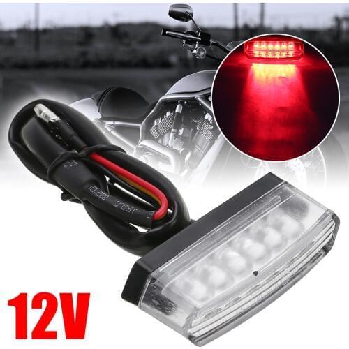 For ATV Quad Motorcycle Rear Number License Plate Tail Light 6LED 12V Red Lamp Clear Lens 3 Wrings Treyues