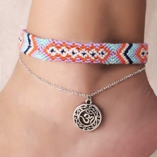 ZV Ethnic Beach Boho Ocean Anklet Rudder Bracelet On Leg Beaded Rope Outdoor Beach Chain Blue Color Ankle Gift Wholesale