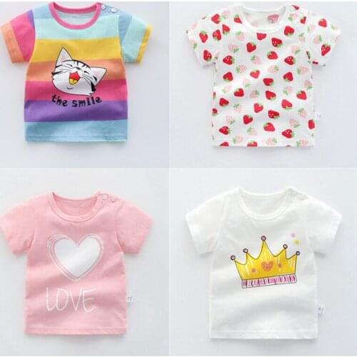 Baby T-shirt 2021 Summer Kids Children Cotton Tee Tops Baby Girls Boys Collar Single Shirt Childrens Bottoming Tshirt