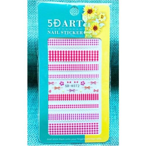 10PCS New 5D Laser Colorful Bowknot Red Line Leaf Ice Cream Strawberry Lip Glue Nail Sticker Nail Art Decoration Accessories Sti