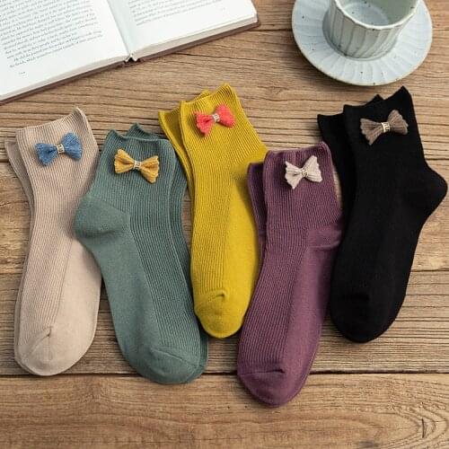 Lovely Womens Socks Girls Sox Bow Bowknot Classic Style 2020 New Arrival Socks Womens Fashion Socks Preppy Style Casual Socks