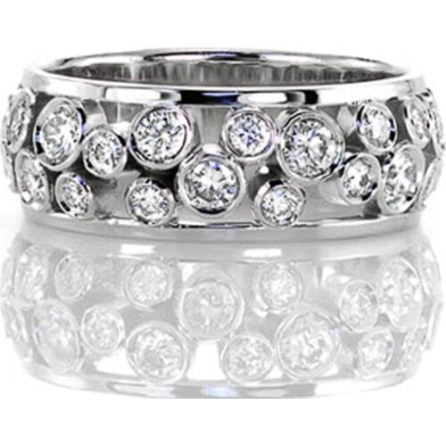 Huitan Trendy Wedding Bands Rings Women Hollow Out Round CZ Design Fancy Finger Ring Female Stylish Accessories Party Jewelry