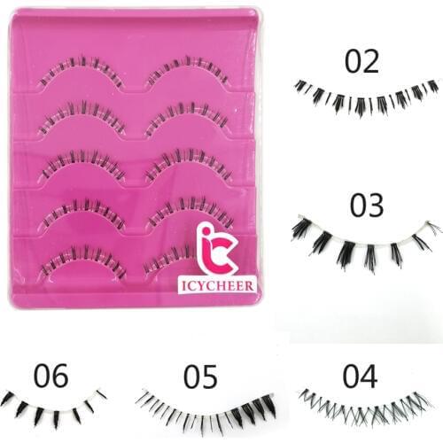 ICYCHEER 5 Pairs Lady Girl Handmade Natural Lower Under Bottom False Eyelashes Makeup Tools Short Eyelash Extension