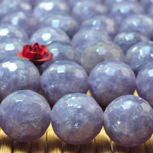 Natural Purple Lepidolite Faceted Round Loose Beads Wholesale Gemstone Semi Precious Stone Bracelet Necklace Diy Jewelry Making